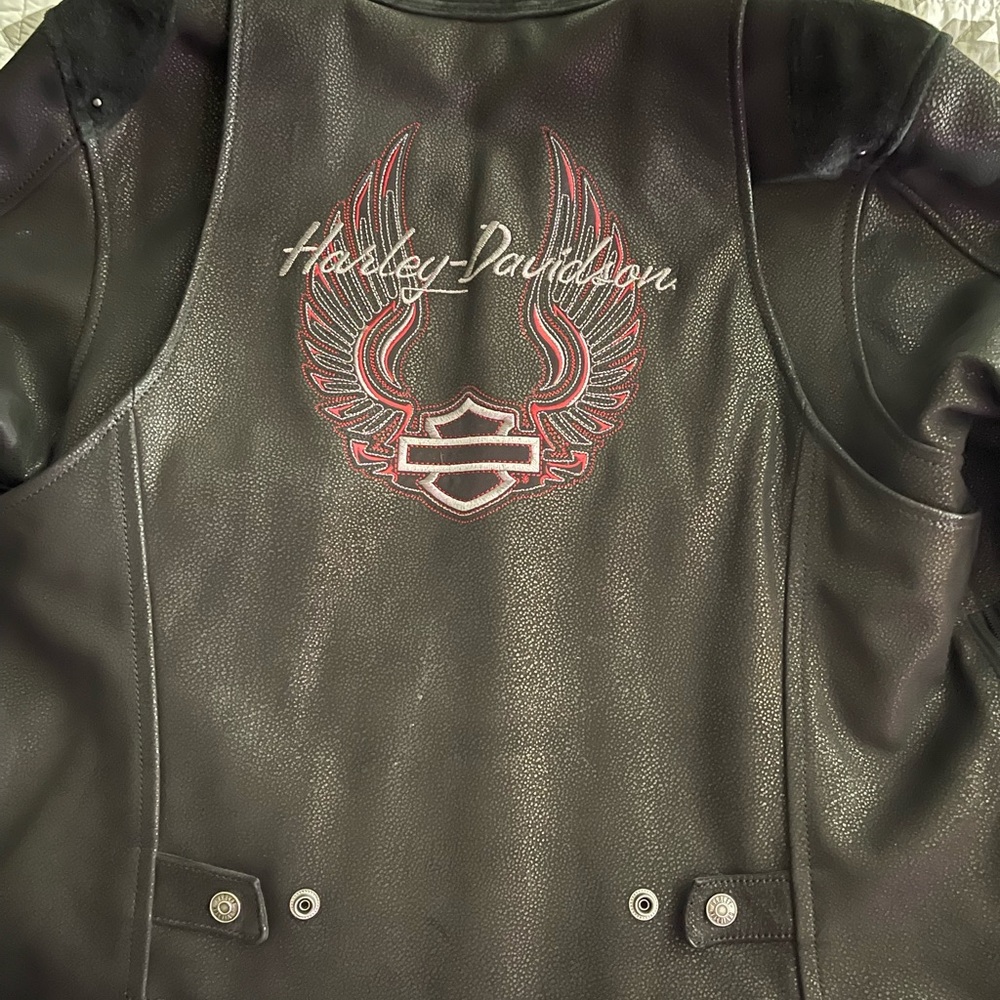 Harley-Davidson Black Jacket with Red Wing Design
